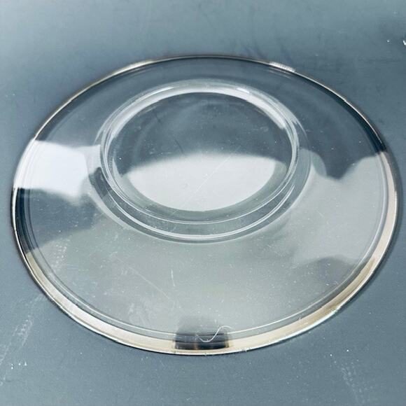 Tiffin-Franciscan Jewel Luncheon Plate Blown Glass Platinum Trim & Verge VTG - Picture 7 of 9